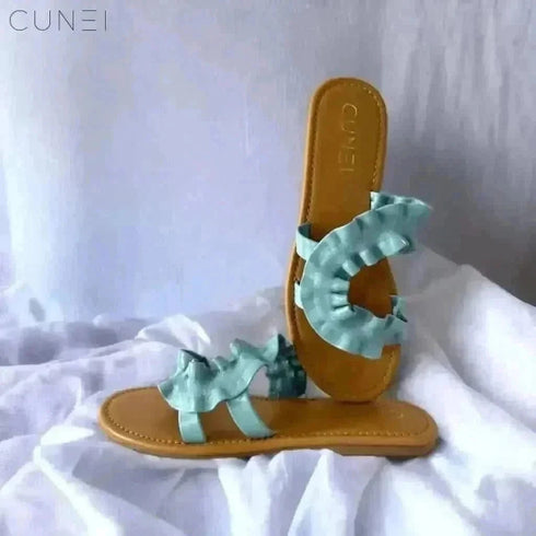 Womens Sky Blue Swirl Flats